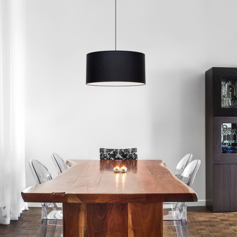 Metalowa Lampa Wisząca SPOT Light  1xE27 Max.60W Chrom, Czarny Abażur, Polski Producent, 1 szt.