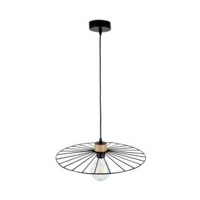 Metalowa Lampa Wisząca SPOT Light 1xE27 Max.60W Dąb Olejowany FSC, Czarny Klosz, 1 szt.