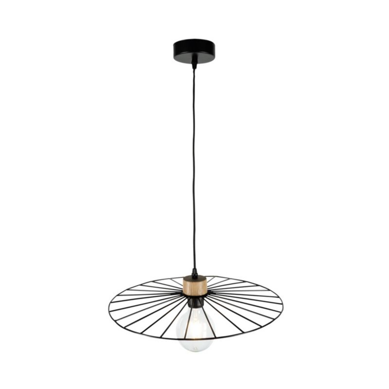 Metalowa Lampa Wisząca SPOT Light 1xE27 Max.60W Dąb Olejowany FSC, Czarny Klosz, 1 szt.