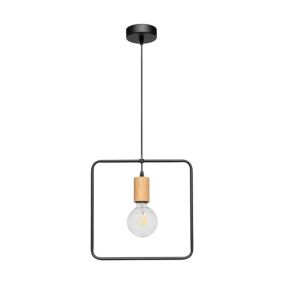 Metalowa Lampa Wisząca SPOT Light  1xE27 Max.60W Dąb Olejowany FSC, Czarny, Polski Producent, 1 szt.