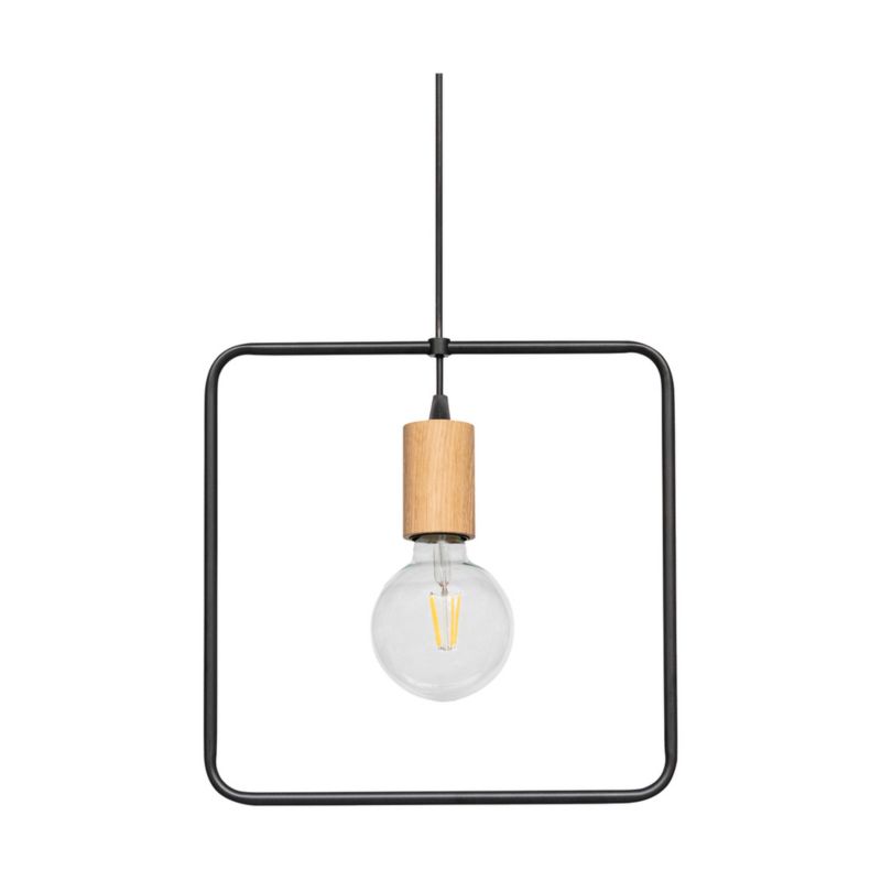 Metalowa Lampa Wisząca SPOT Light  1xE27 Max.60W Dąb Olejowany FSC, Czarny, Polski Producent, 1 szt.
