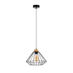 Metalowa Lampa Wisząca SPOT Light 1xE27 Max.60W Dąb Olejowany FSC w Połączeniu z Czarnym Kloszem, 1 szt.
