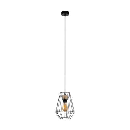 Metalowa Lampa Wisząca SPOT Light 1xE27 Max.60W Dąb Olejowany FSC z Czarnym Kloszem, 1 szt.