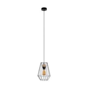 Metalowa Lampa Wisząca SPOT Light 1xE27 Max.60W Dąb Olejowany FSC z Czarnym Kloszem, 1 szt.