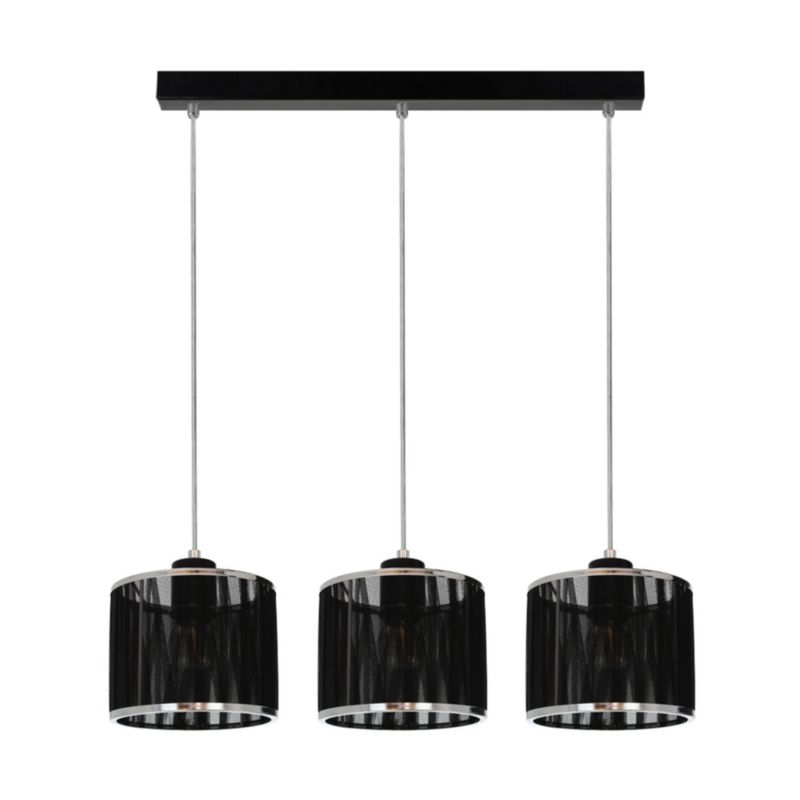 Metalowa Lampa Wisząca SPOT Light 3xE14 Max.25W Czarno Chromowane Abażury, Polski Producent, 1szt.