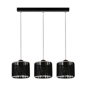 Metalowa Lampa Wisząca SPOT Light 3xE14 Max.25W Czarno Chromowane Abażury, Polski Producent, 1szt.