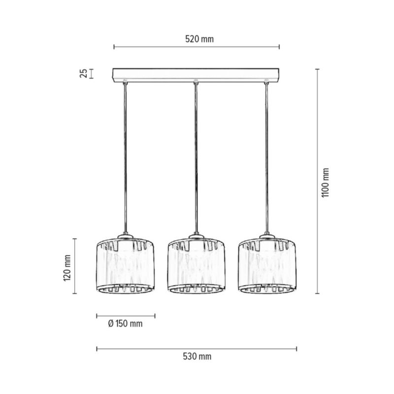 Metalowa Lampa Wisząca SPOT Light 3xE14 Max.25W Czarno Chromowane Abażury, Polski Producent, 1szt.