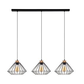 Metalowa Lampa Wisząca SPOT Light 3xE27 Max.60W Dąb Olejowany FSC, Czarne Klosze, 1 szt.