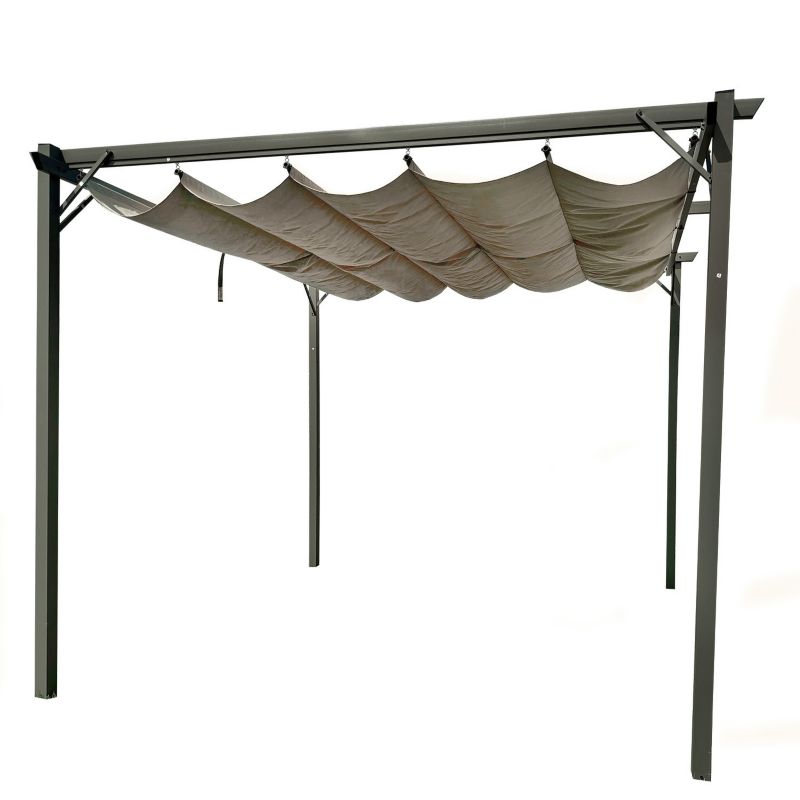 Metalowa pergola do ogrodu 4iQ Group 3x4m beżowa 1 szt.