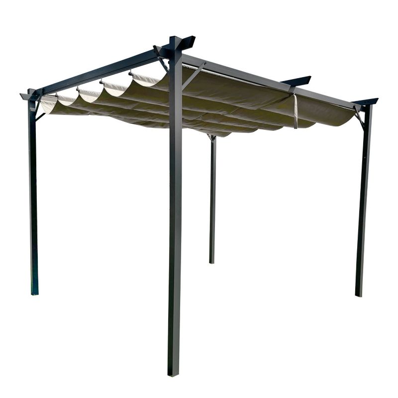 Metalowa pergola do ogrodu 4iQ Group 3x4m beżowa 1 szt.
