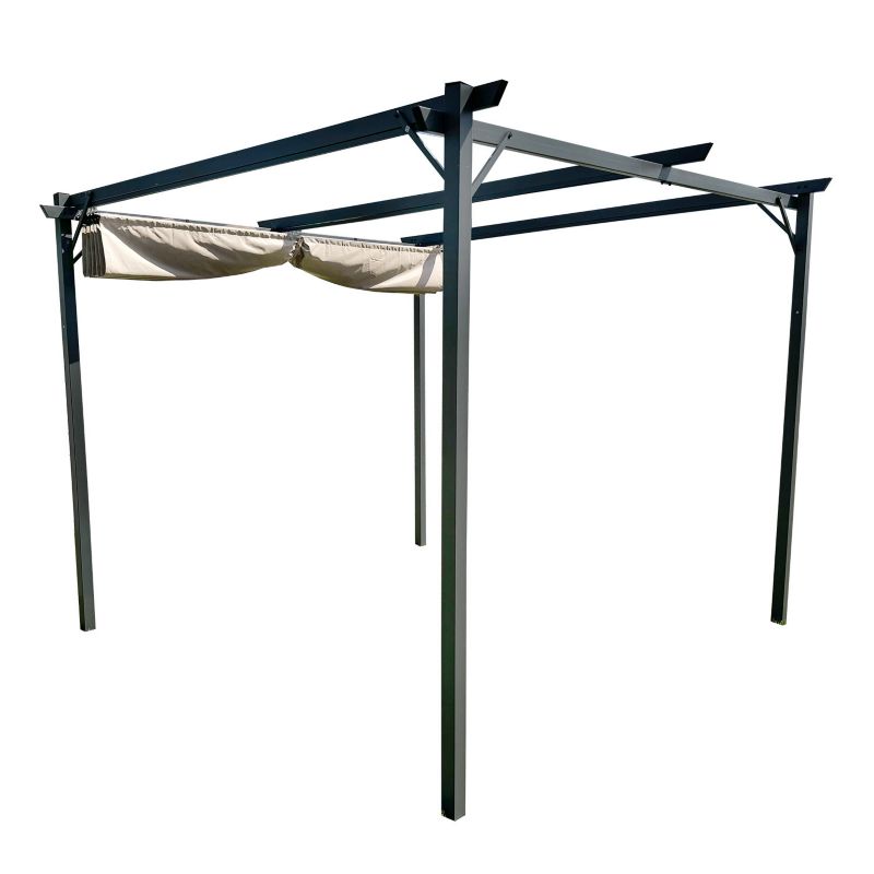 Metalowa pergola do ogrodu 4iQ Group 3x4m beżowa 1 szt.