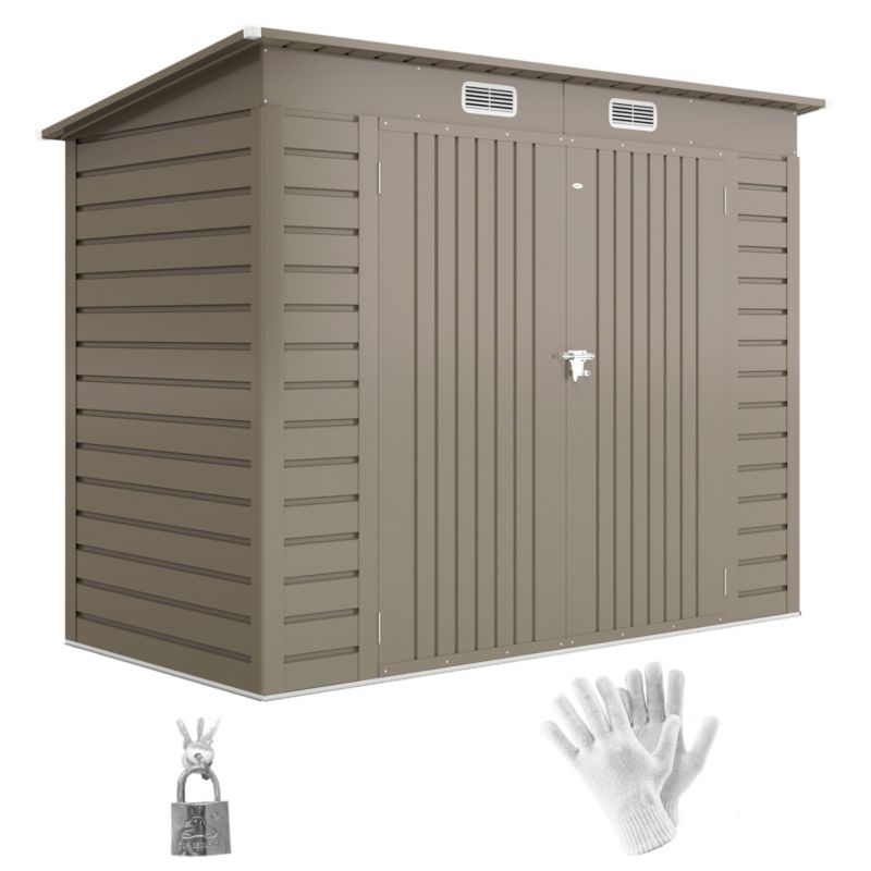 Metalowa szopa Outsunny 2,7 m² 249x121x183cm, szopa na narzędzia z dachem Outsunny Jasnoszary 249L x 121B x 183H cm 1 szt.