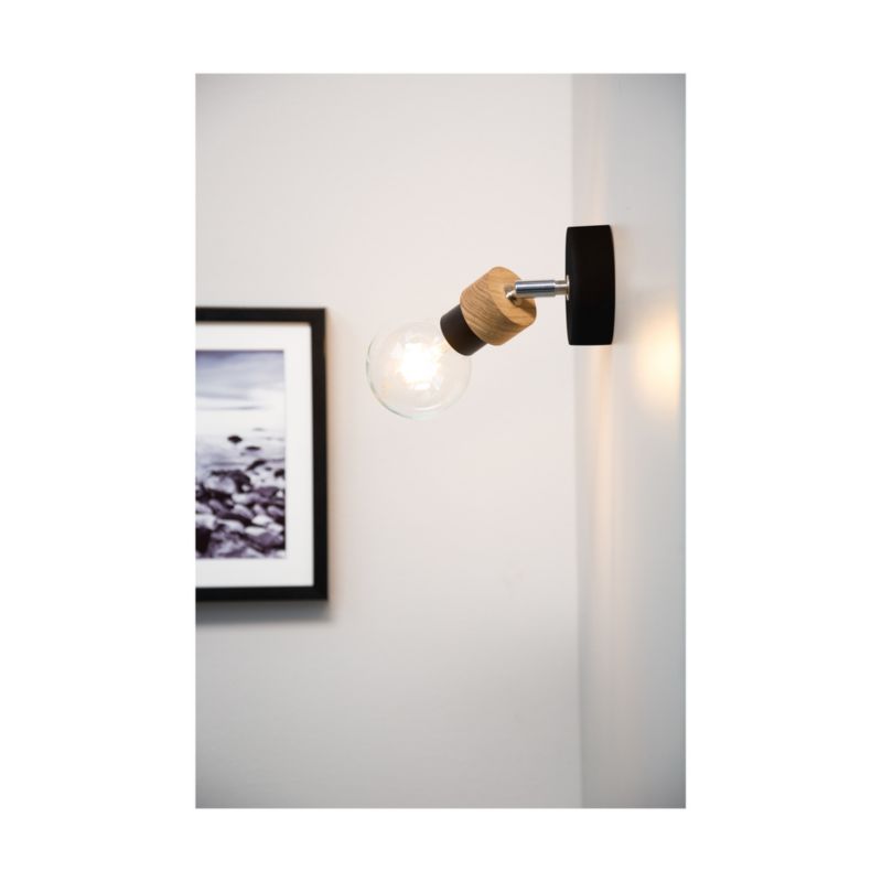 Metalowy Kinkiet SPOT Light 1xE27 Max.25W Dąb Olejowany FSC z Akcentem Czerni, Polski Producent, 1 szt.