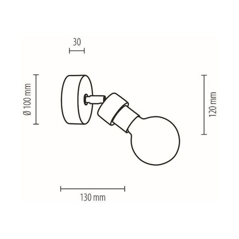 Metalowy Kinkiet SPOT Light 1xE27 Max.25W Dąb Olejowany FSC z Akcentem Czerni, Polski Producent, 1 szt.