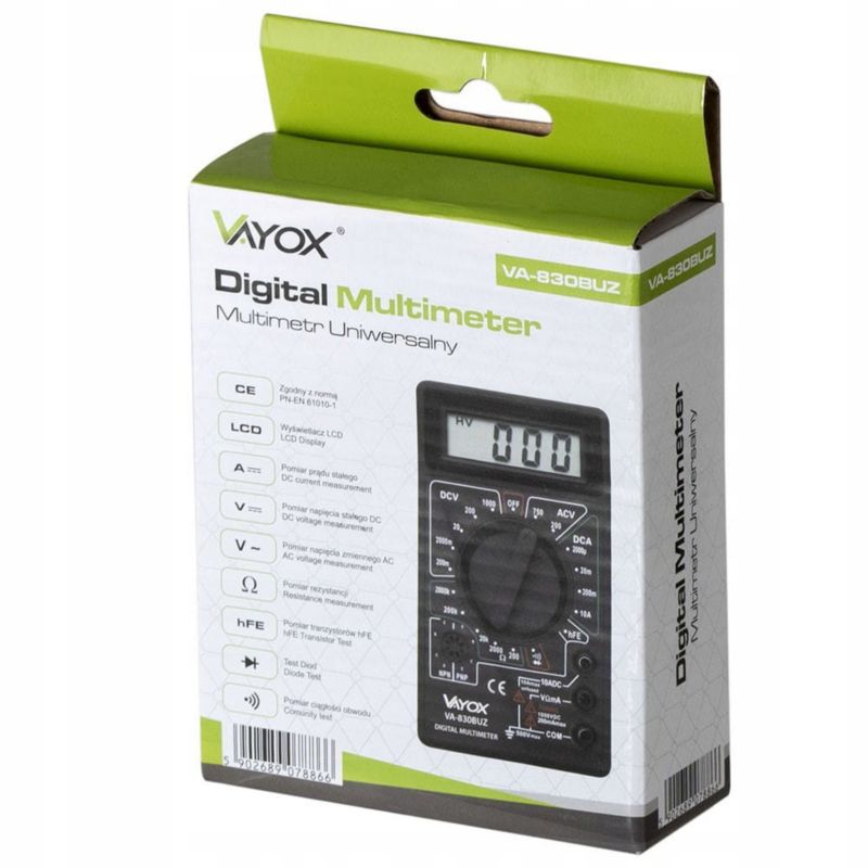 Miernik cyfrowy Vayox VA-830BUZ multimetr uniwersalny z buzzerem 1 szt.