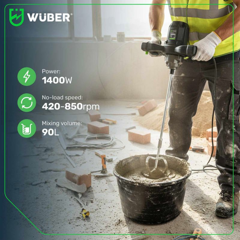 Mieszarka elektryczna WUBER 1400 W z dwoma mieszadłami 120 mm 1 kpl.