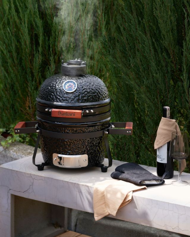 Mini grill węglowy Kamado Ceramika Czarny 1 szt.
