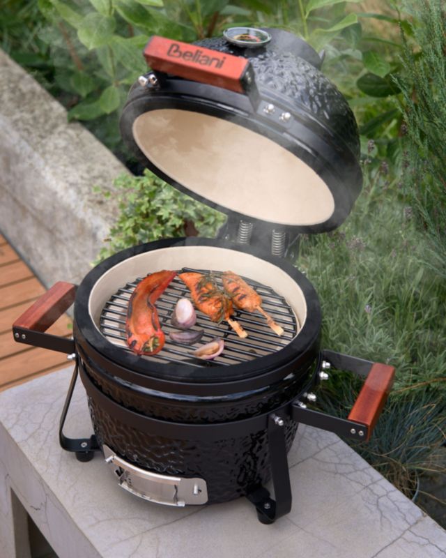 Mini grill węglowy Kamado Ceramika Czarny 1 szt.