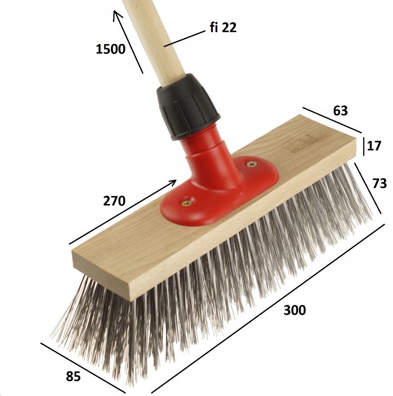 Miotła FEINZ Szczotka Ulicówka 270 Mm Druciana Zmiotka Do Kostki Bruku + Kij 1 szt.