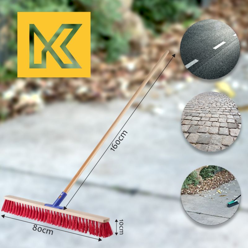 Miotła Ulicówka KADAX Szczotka 80cm Zamiatacz Nylonowa Z Kijem 160cm szeroka 1szt.