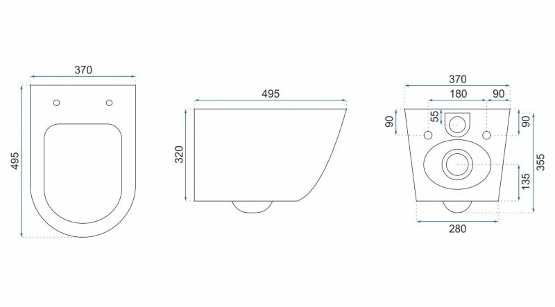 Misa Wc Podwieszana Ceramimczna Rea Carlo Mini Rimless Duroplast/Flat/Zm Biały 49,5X37X32Cm 1 Szt
