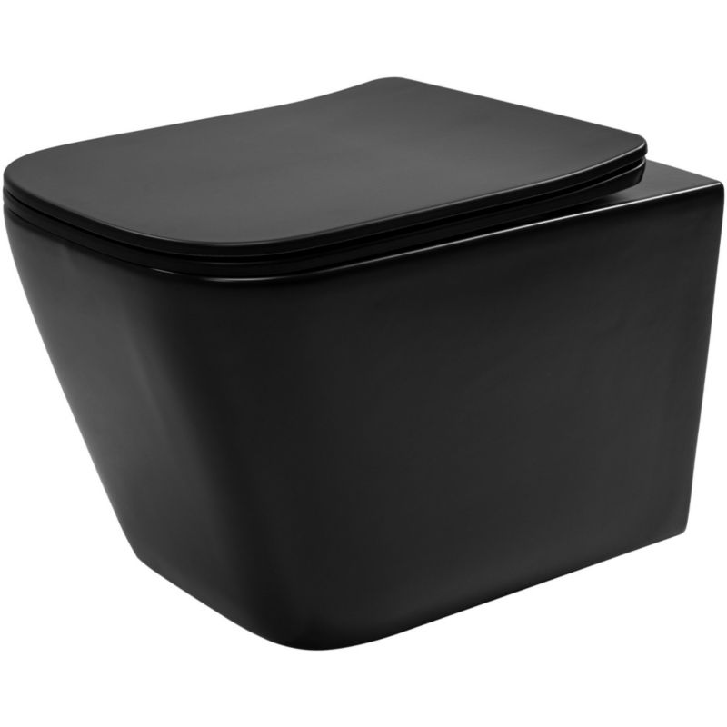 Misa Wc Podwieszana Ceramimczna Rea Julio Rimless Duroplast/Flat/Zm Matt Czarny 51,5X34,5X30Cm 1 Szt