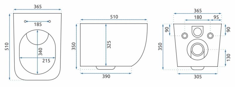 Misa Wc Podwieszana Ceramimczna Rea Martin Rimless Duroplast/Slim/Zm Biały 51X36,5X32,5Cm 1 Szt