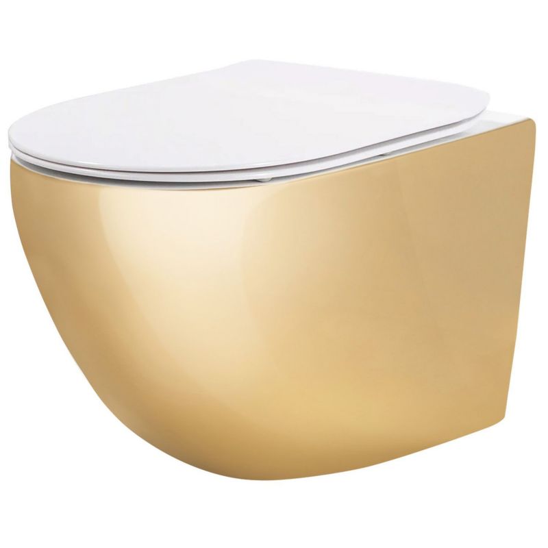 Misa Wc Podwieszana Rea Carlo Mini Tornado Nf Złoto Biała 49X36,5X35Cm 1 Szt