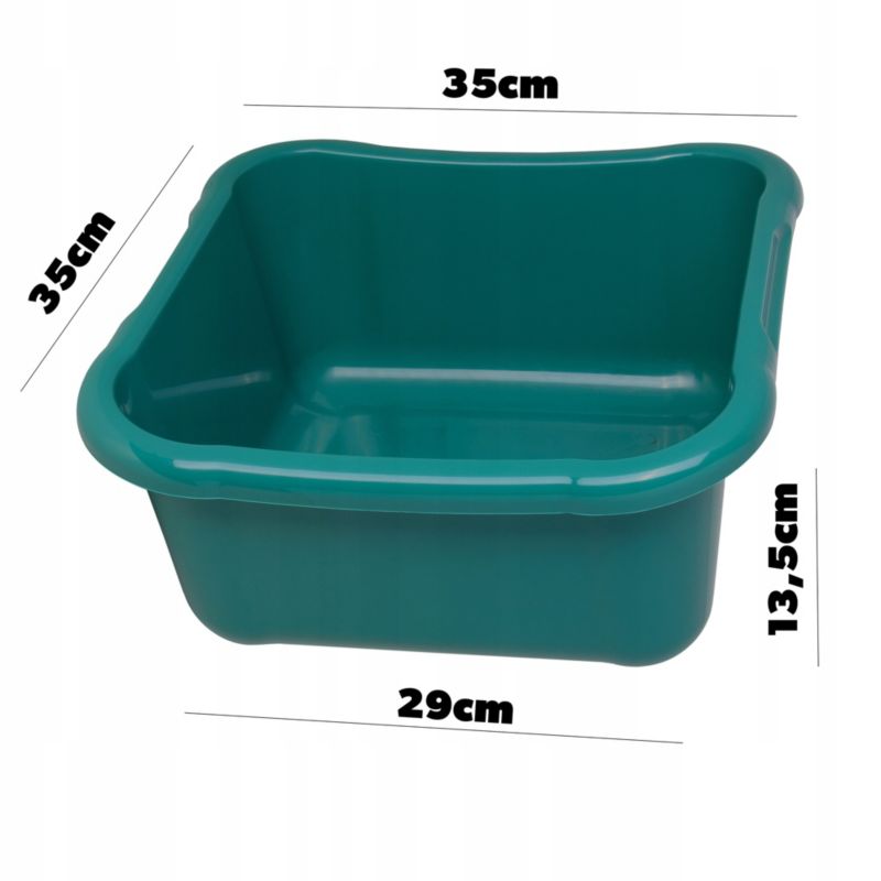 Miska KADAX Kwadratowa Plastikowa 12L miednica Duża Z Uchwytami Zielona 1 szt.