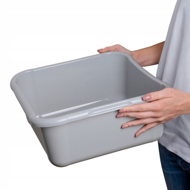 Miska KADAX Kwadratowa Plastikowa 12L Na Pranie Duża Uchwyty Szary 1 szt.