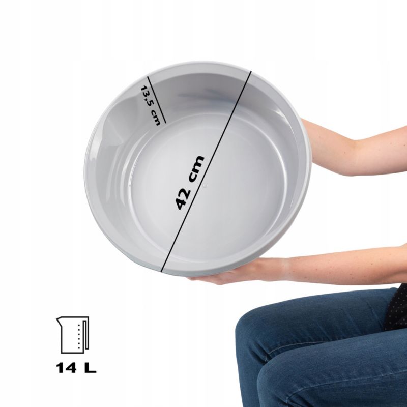 Miska KADAX Plastikowa 14L Okrągła Na Pranie szara 1 szt.