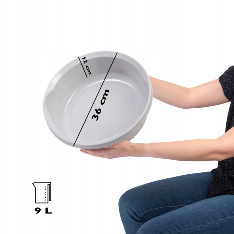Miska KADAX Plastikowa 9L Okrągła Na Pranie szara 1 szt.