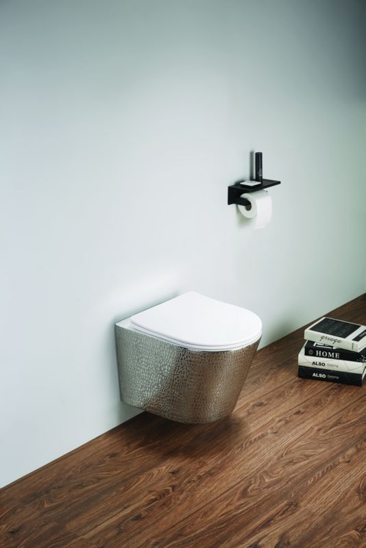 Miska WC Corciano wisząca Optimo Pro Platinium Platynowy Strukturalny z Białą Deską 49x37 cm 1 szt.