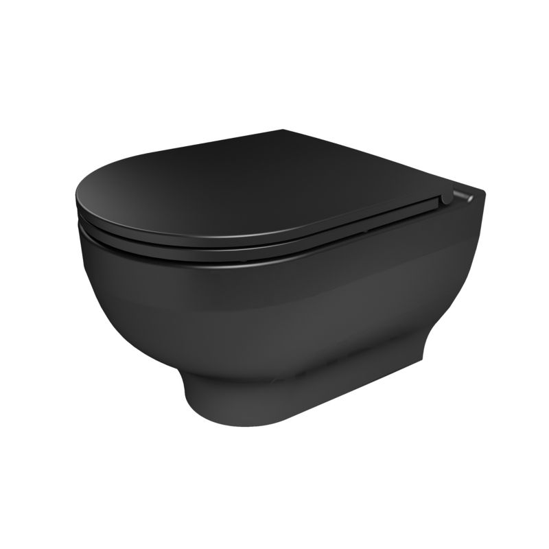 Miska WC GoodHome Cavally bezkołnierzowa 3/6 l z deską wolnoopadającą czarna