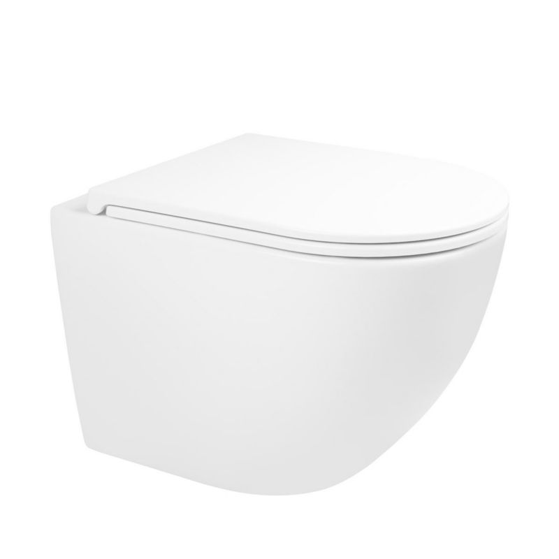 Miska WC Oltens Hamnes SilentWhirl bezkołnierzowa, z powłoką SmartClean, biały połysk, 1 szt.