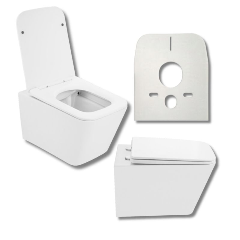 Miska Wc Podwieszana Toaletowa Rimless Granitan  Bezkołnierzowa Deska Biała Luno 302  1 szt.