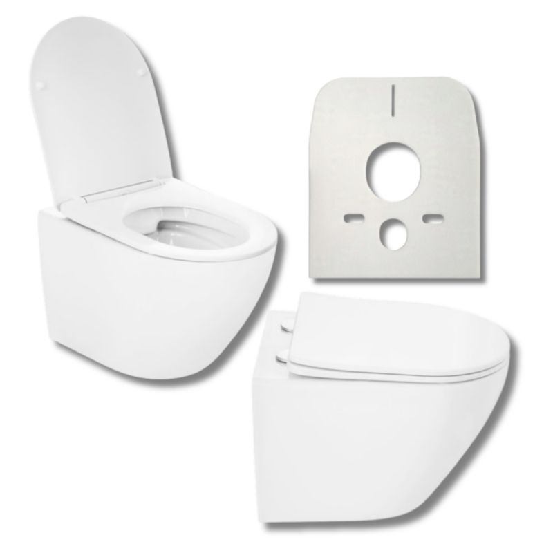 Miska Wc Podwieszana Toaletowa Rimless Granitan  Bezkołnierzowa Deska Biała Ovi 303 1 szt.