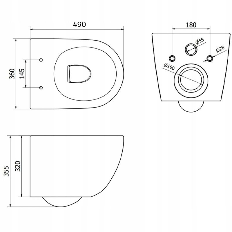 Miska wc Rebiko czarna rimless deska wolnoopadająca duroplast 1 szt.