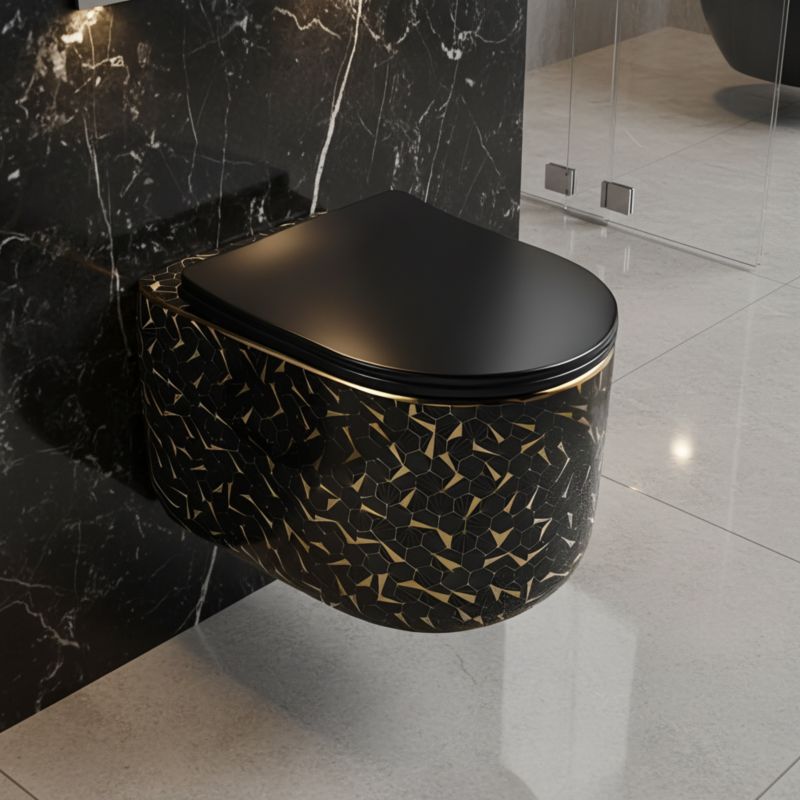 Miska WC Wisząca Corciano Nexa Midnight Gold Czarno-Złota Mozaika 52x37x30 cm 1 szt.