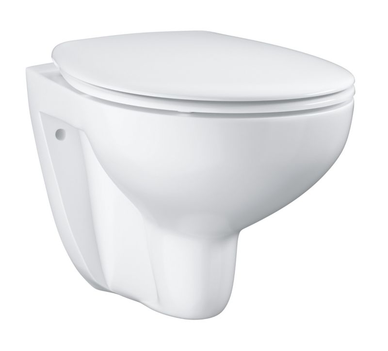 Grohe Bau Keramické WC závěsné se sedátkem soft-close, bez lemu, bílé, 1 ks.
