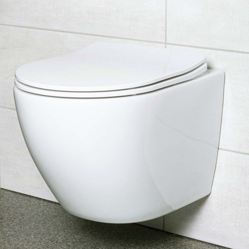 Miska wc wisząca Kerra Delos bezkołnierzowa biała z deską duroplast 1 szt.