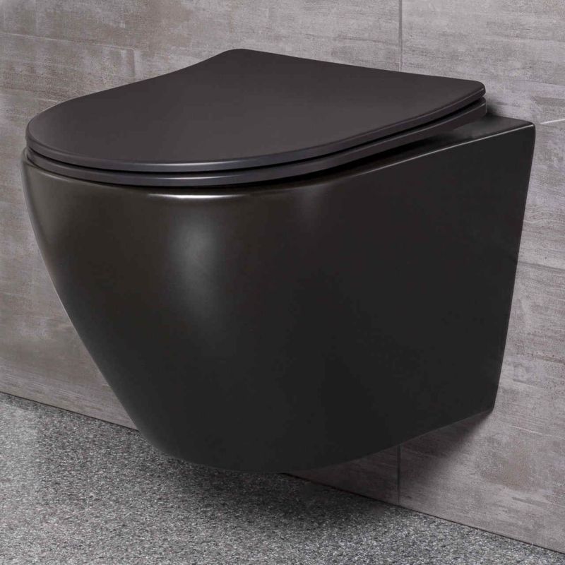 Miska wc wisząca Kerra Delos BLM bezkołnierzowa czarna z deską duroplast 1 szt.