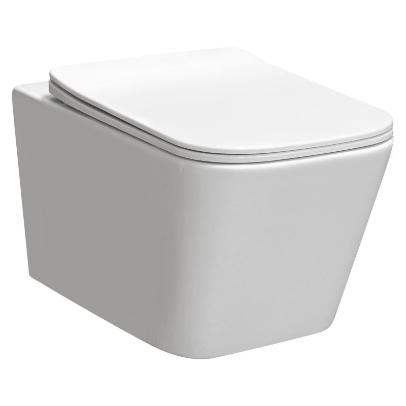 Miska wc wisząca Kerra Tinos bezkołnierzowa biała z deską duroplast 1 szt.