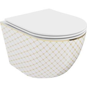 Miska wc wisząca Mexen Lena biały/złoty 48x36 cm 1 szt.