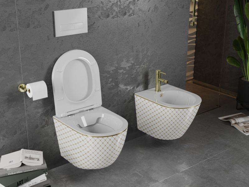 Miska wc wisząca Mexen Lena biały/złoty 48x36 cm 1 szt.