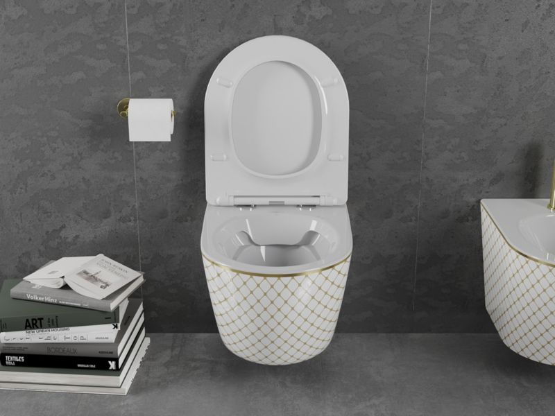 Miska wc wisząca Mexen Lena biały/złoty 48x36 cm 1 szt.