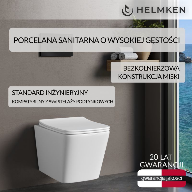 Miska wc wisząca z deską wolnoopadającą duroplast Helmken 35120001 (Biała), 1 szt