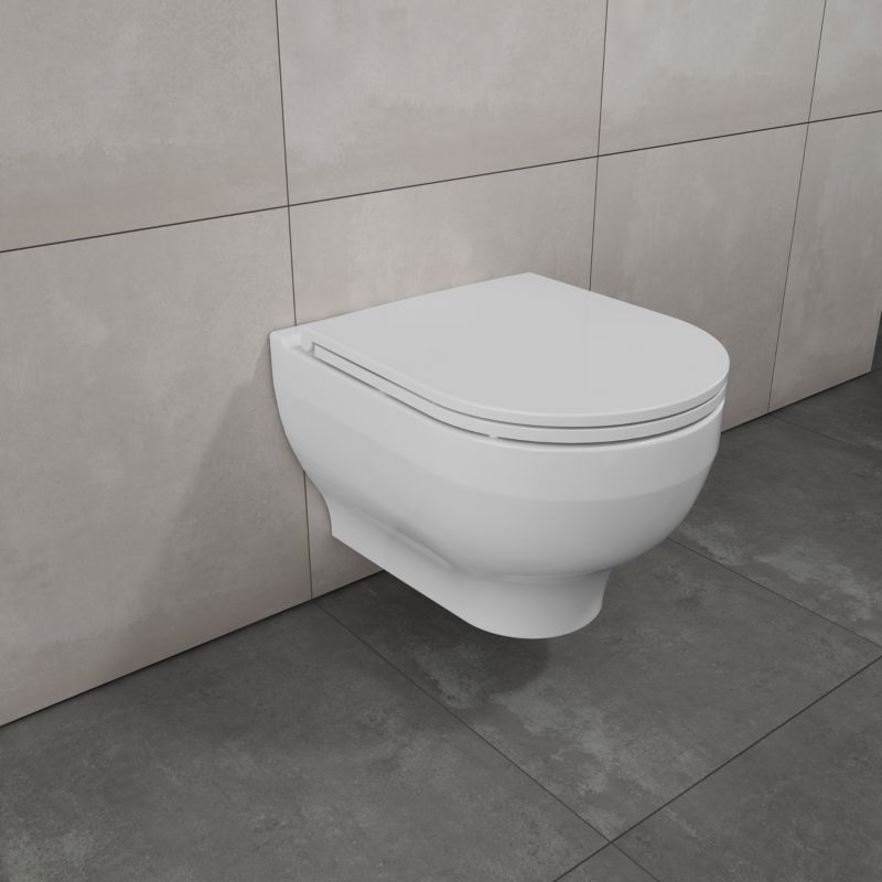 Miska WC wisząca GoodHome Cavally z deską wolnoopadającą biała