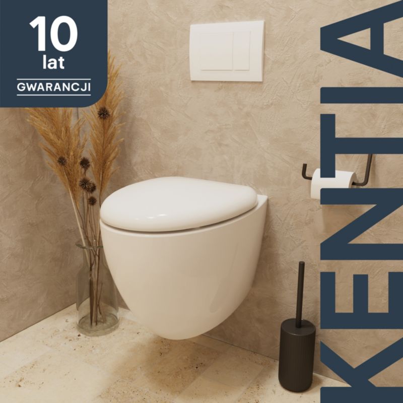 Miska WC wisząca GoodHome Kentia wirowa bezkołnierzowa z deską wolnoopadającą biała