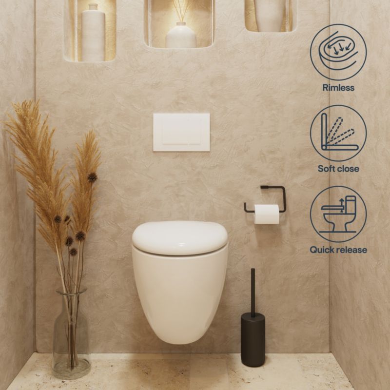 Miska WC wisząca GoodHome Kentia wirowa bezkołnierzowa z deską wolnoopadającą biała